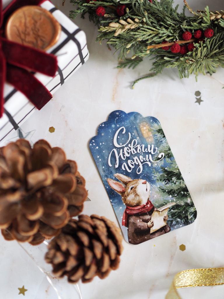 Бирка на подарок с зайчиком