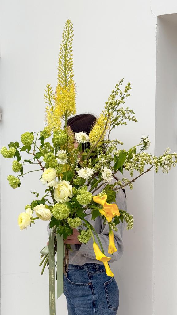 Букет интерьерный в зелено-желтой гамме