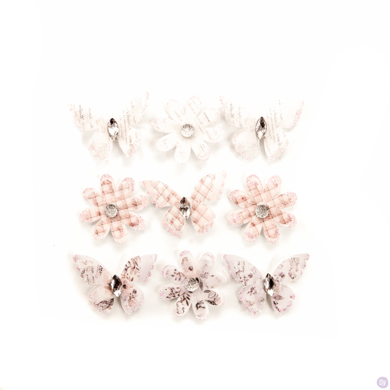 Цветы Pale Wind Prima Marketing Lavender Frost Vellum Paper Flowers 9/Pkg