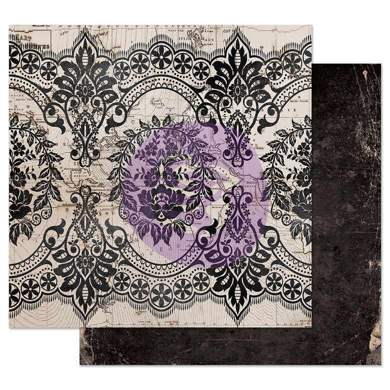 Лист двусторонней бумаги Old Map Foiled Double-Sided Cardstock 12"X12"