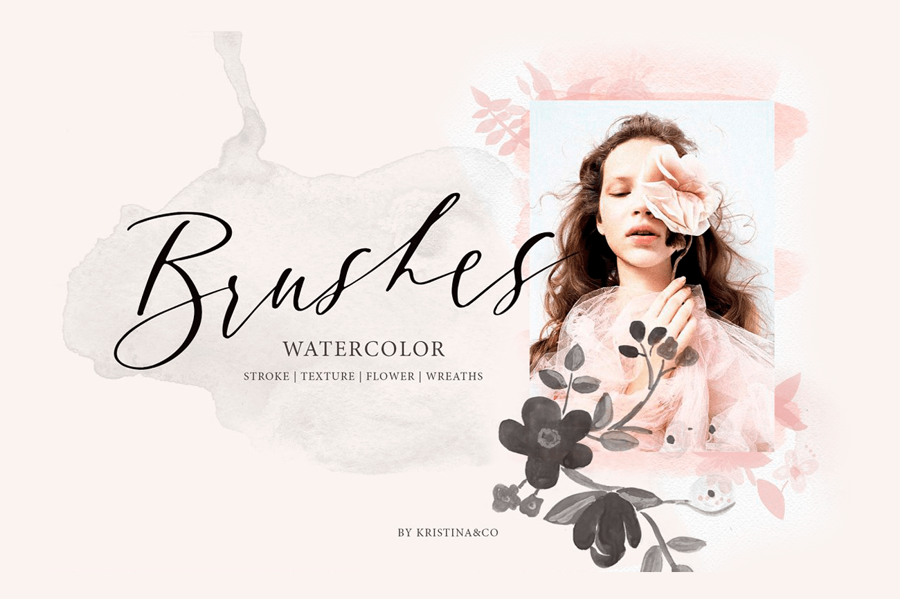 80 Watercolor Brushes for Photoshop