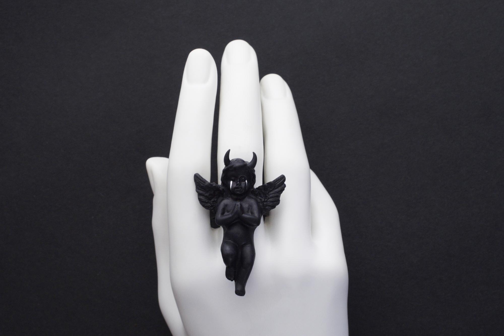 кольцо черный ангел / бес
