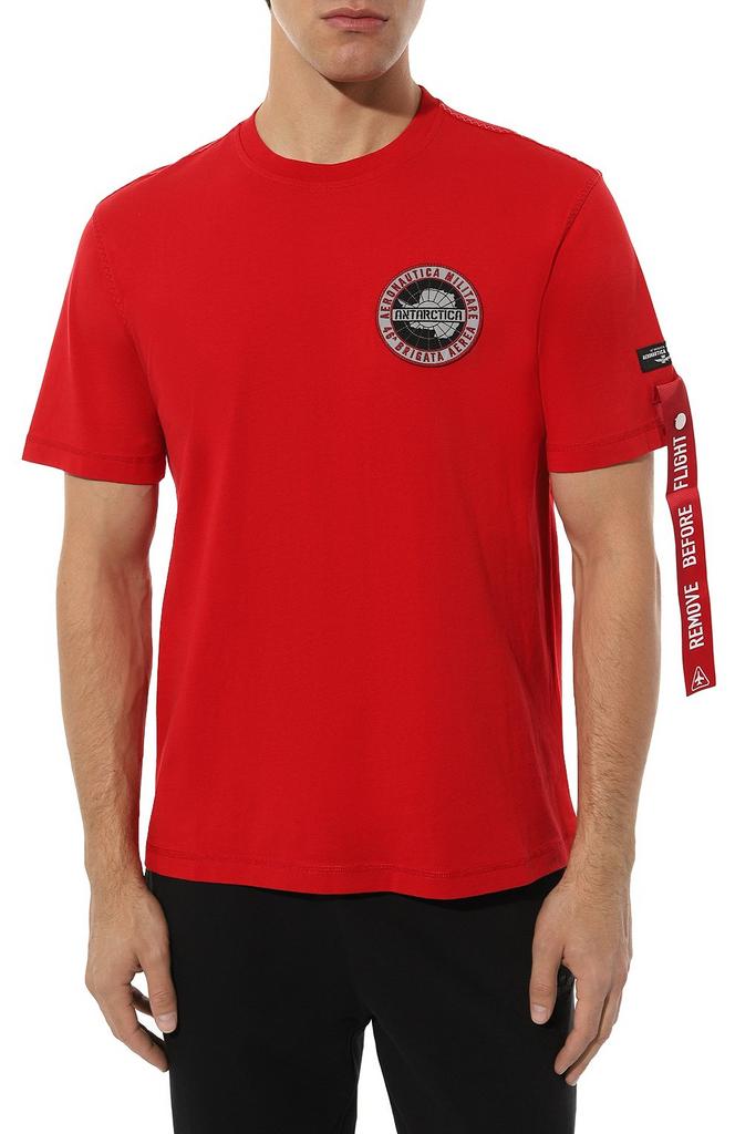 Футболка муж. AERONAUTICA 2143 красная нашивка