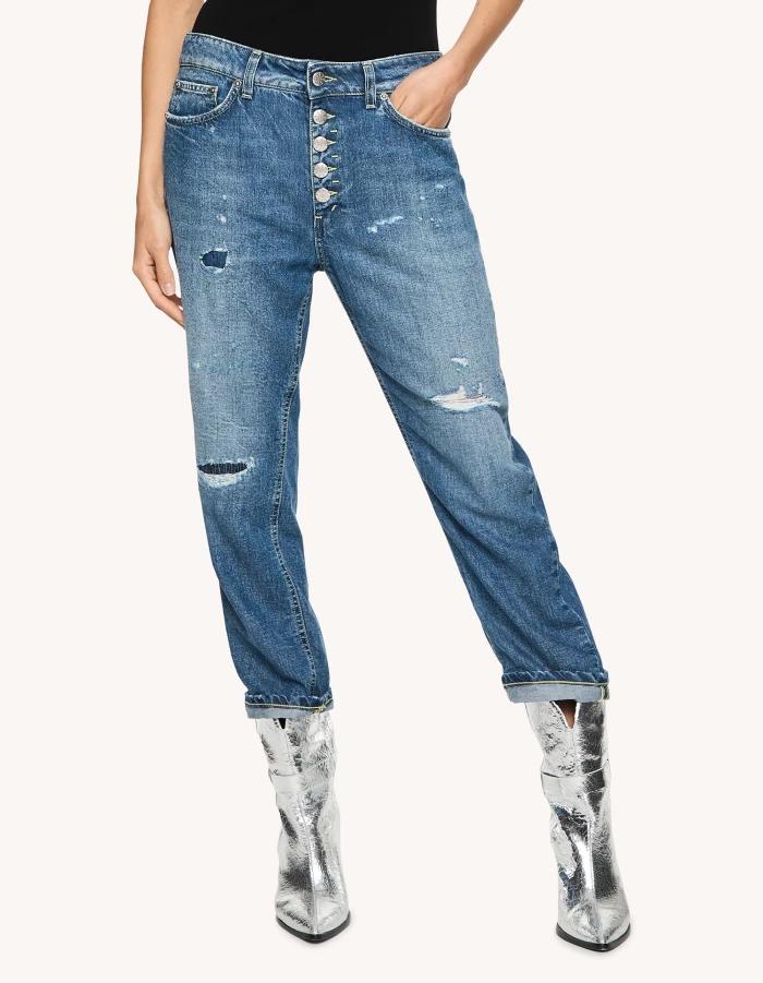 Джинсы DON DUP 266 синие рваные