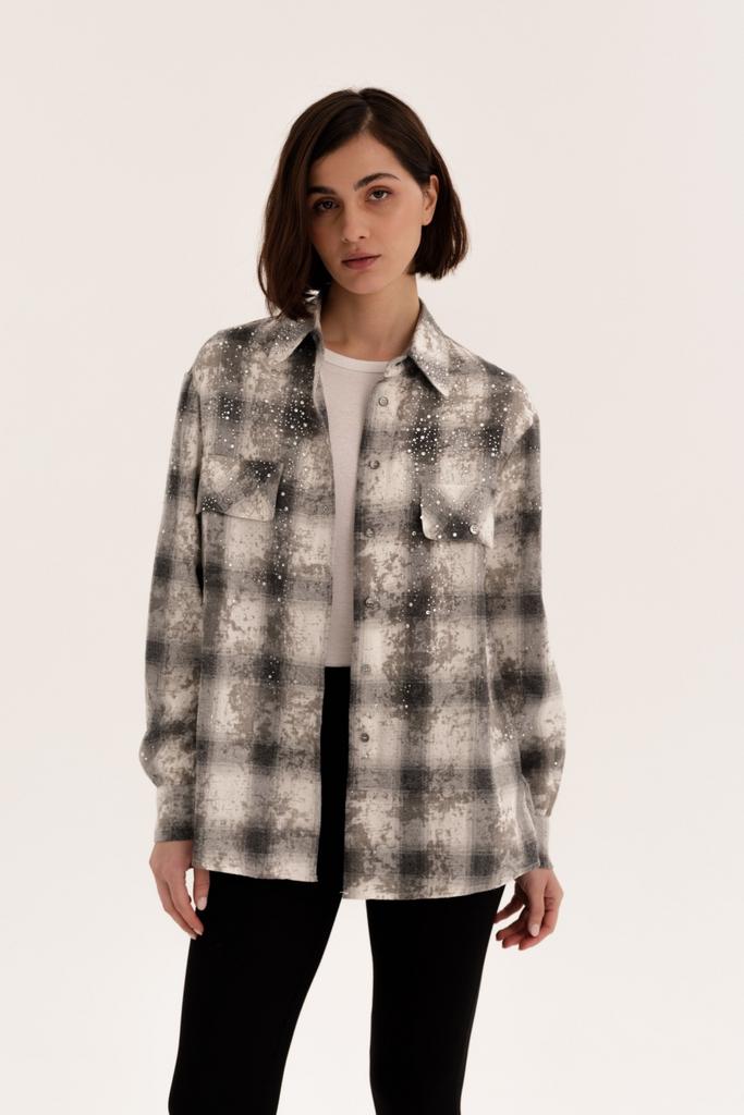 Рубашка SEVEN LAB 0329.203 серая стразами