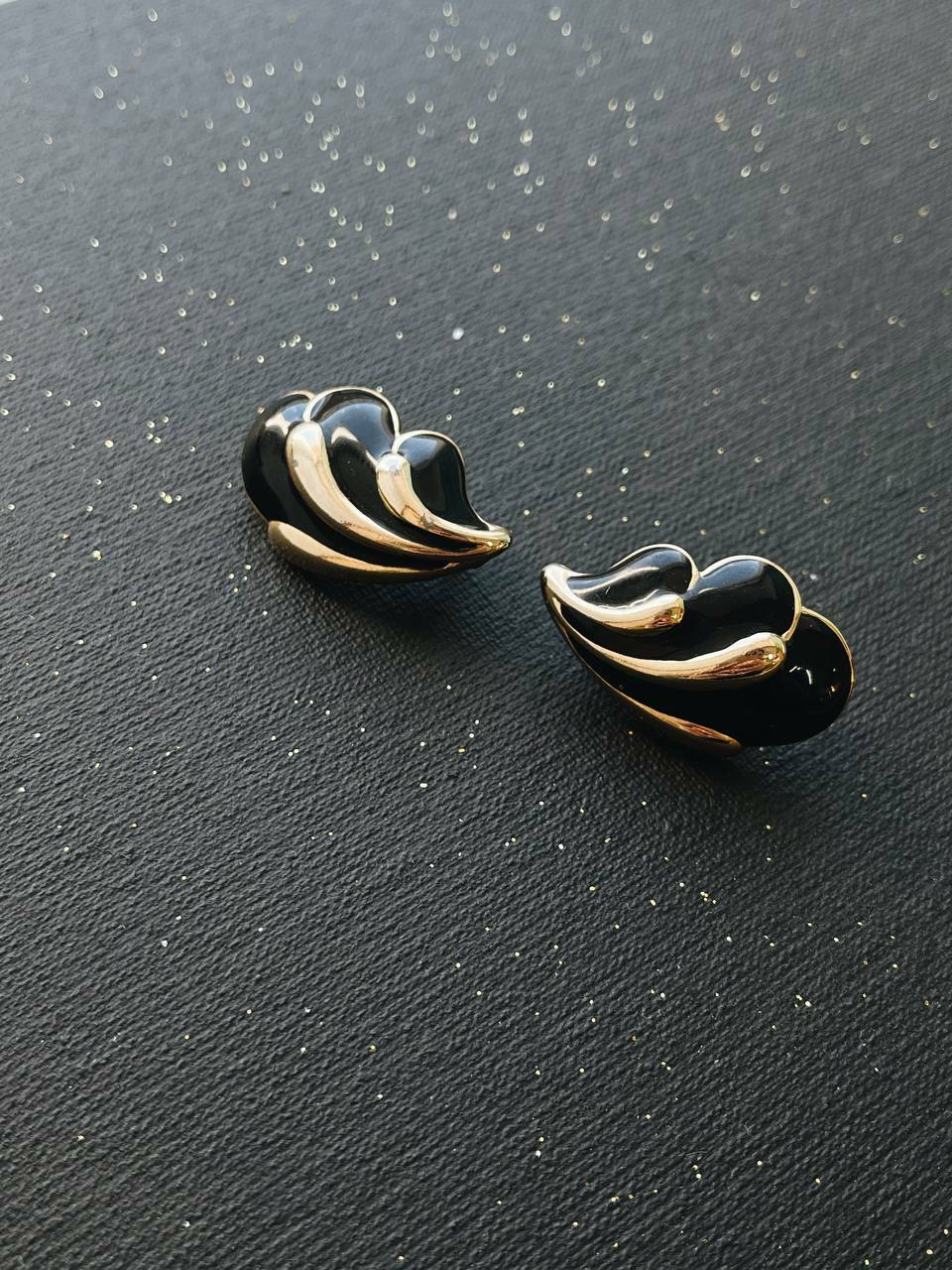 Винтажные Клипсы "Черное перышко"