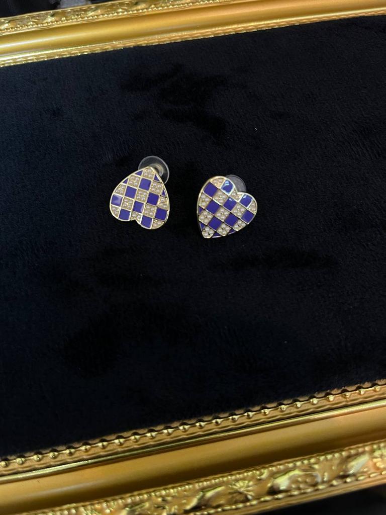 Серьги «Сердца в клетку»