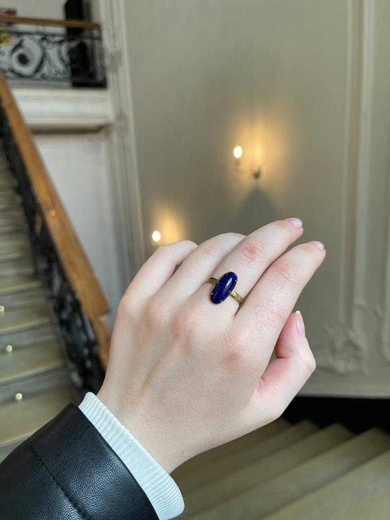 Винтажное кольцо «Синий кабошон» 17,5 размер