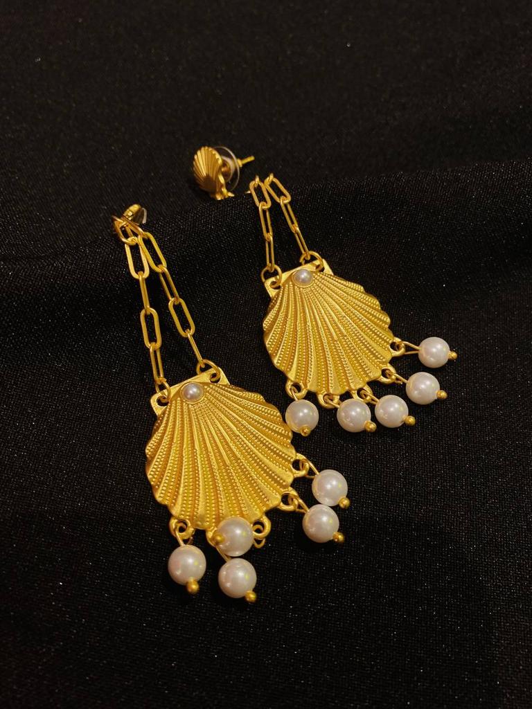 Серьги «Ракушки с жемчугом-1»