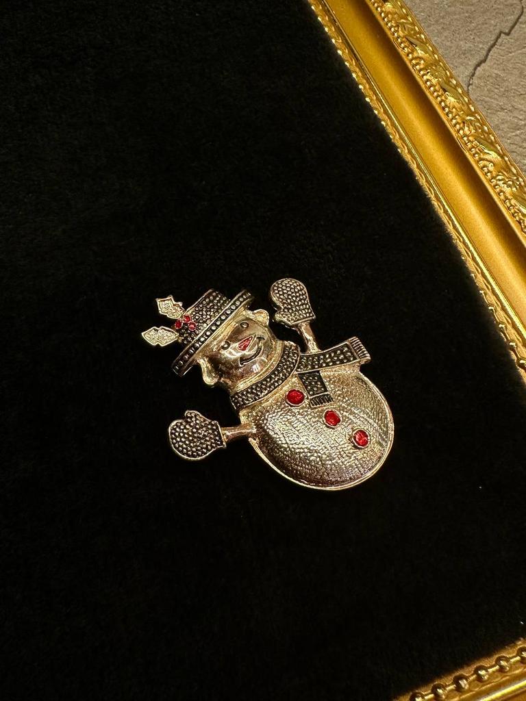 Винтажная брошь «Снеговик»