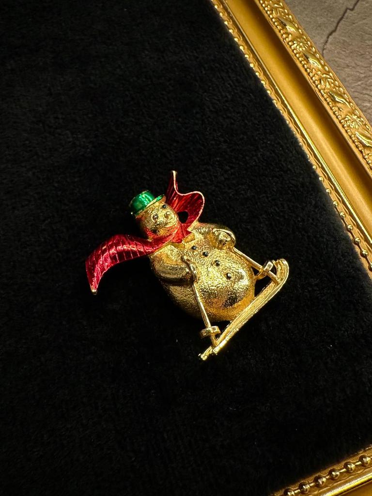 Винтажная брошь «Снеговик с шарфиком» Gerrys