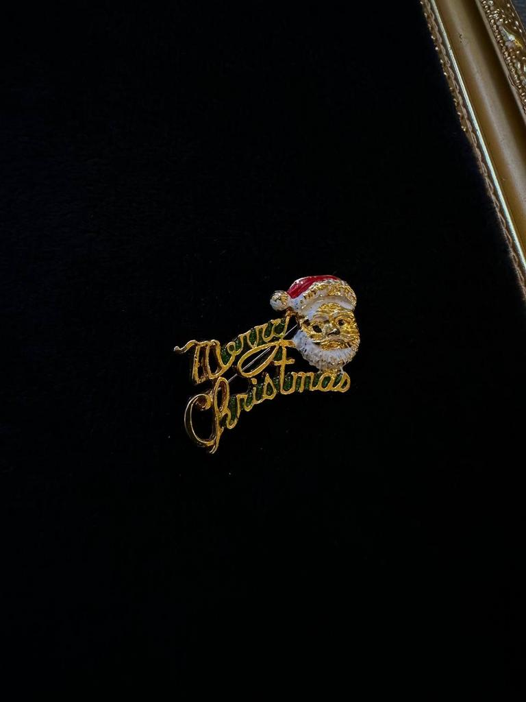 Винтажная брошь «Merry Christmas с дедом Морозом»