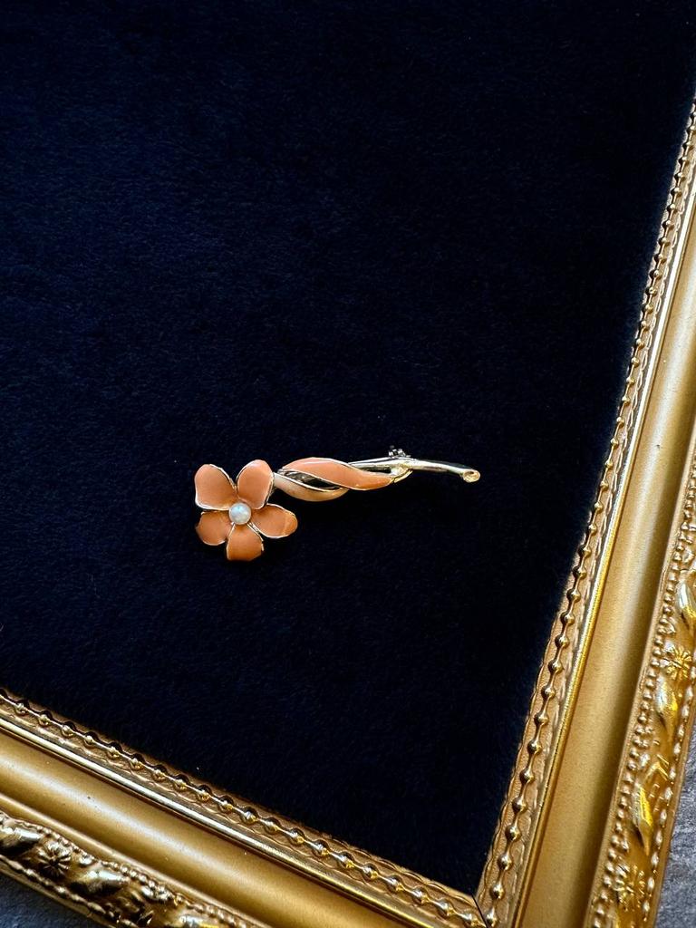 Винтажная брошь «Розовая роза-1»