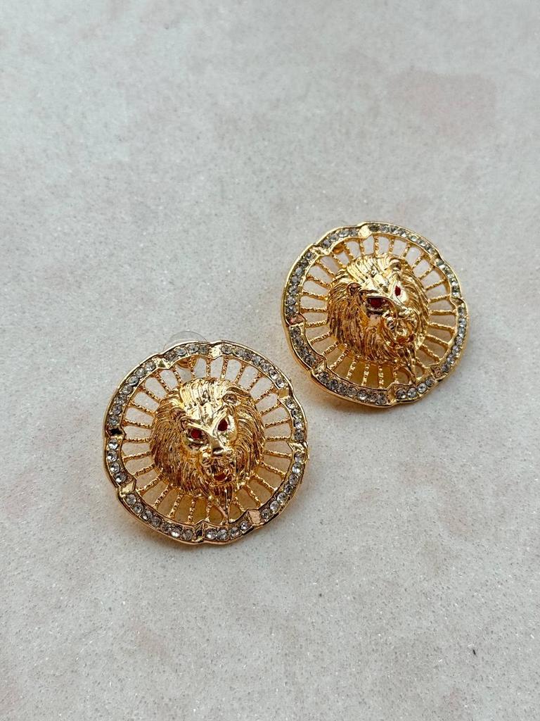 Серьги «Лев» в золотом оттенке