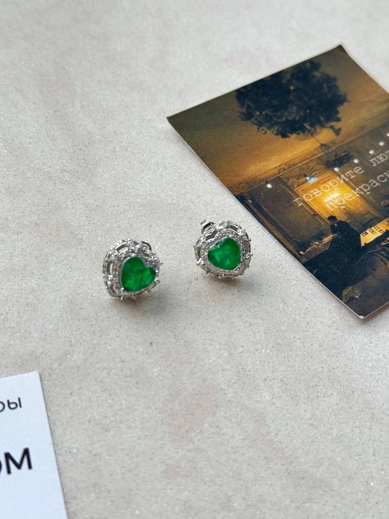 Серьги «Изумрудное сердце»