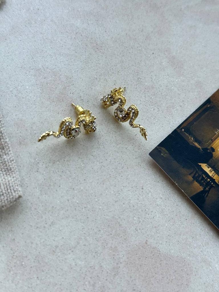 Серьги «Дракон с кристаллами»