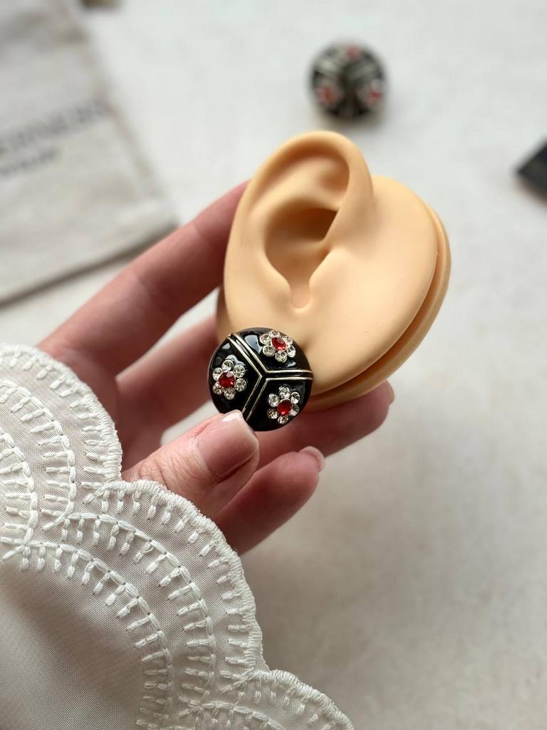 Серьги Пуговки черные