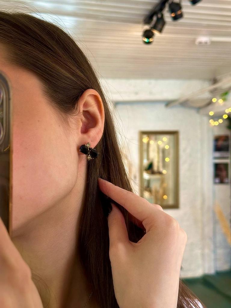 Винтажные клипсы «Черный кристалл»