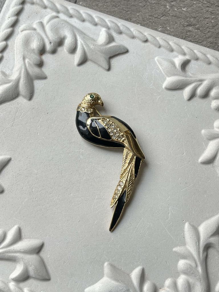 Винтажная брошь «Трехцветная птица»