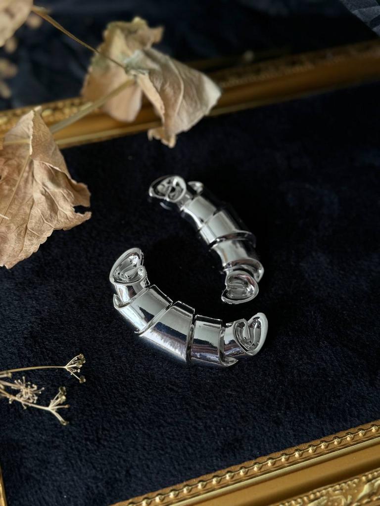 Серьги Серебристый круассан