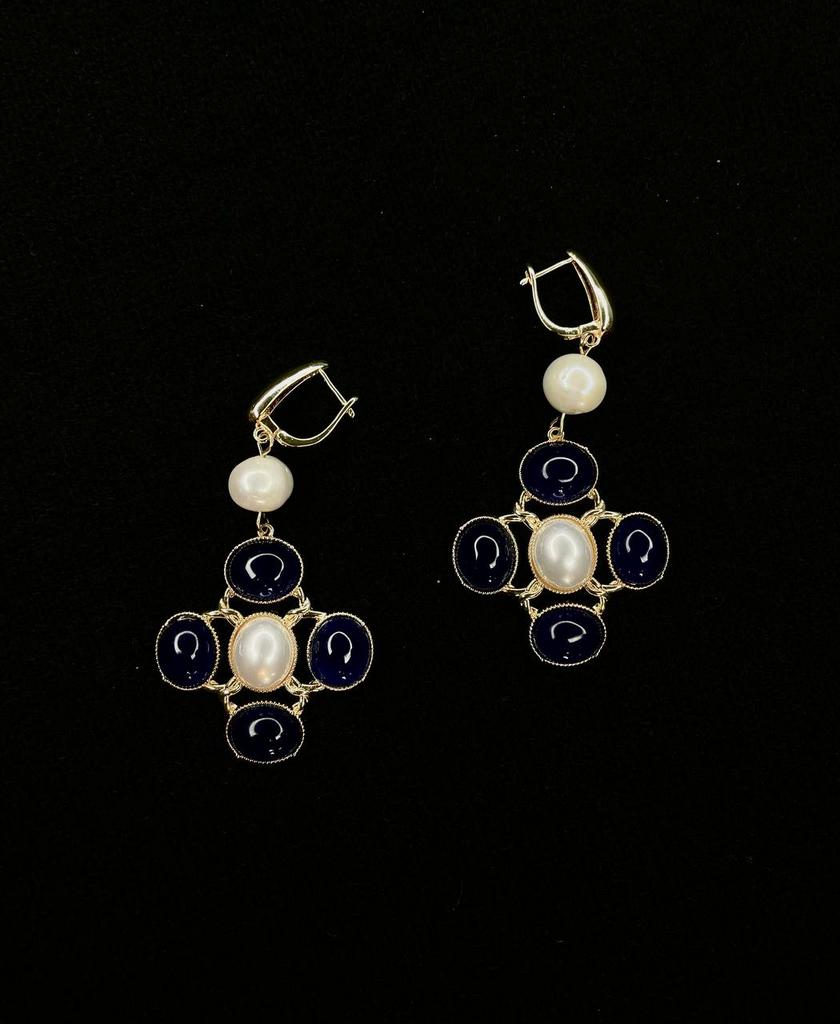 Серьги «Королева» из латуни с покрытием