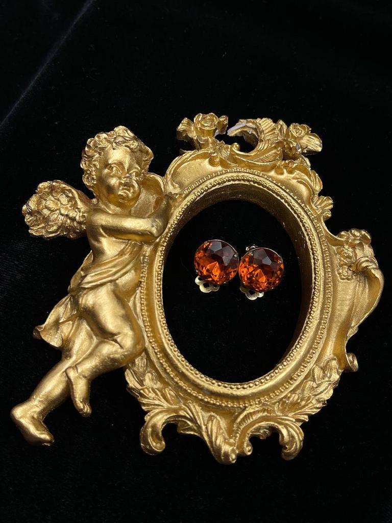 Винтажные клипсы с крупным камнем «Charms»