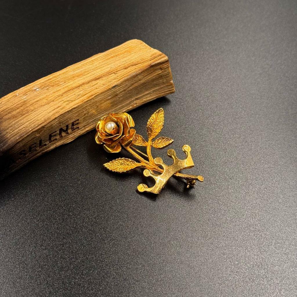 Винтажная Брошь "Роза с короной" , 80-90г