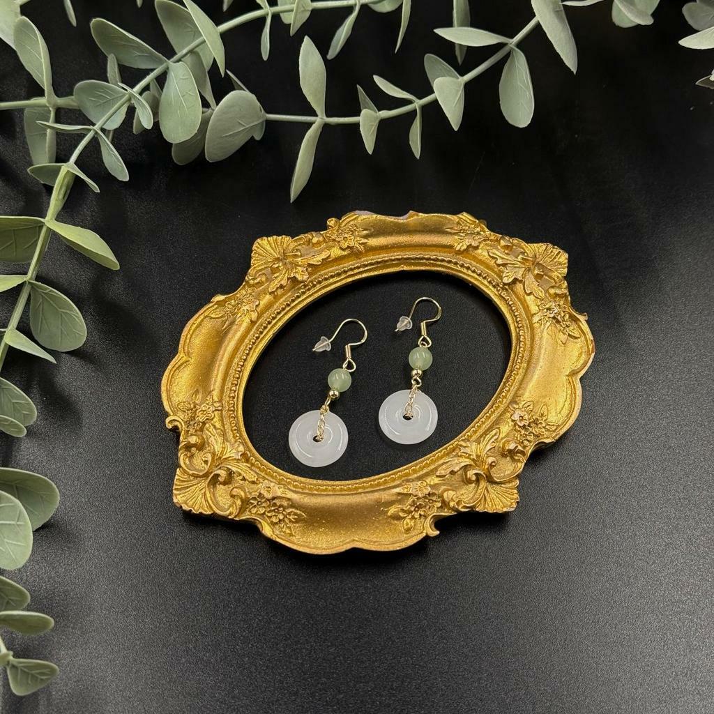 Серьги "Нефритовый бублик"