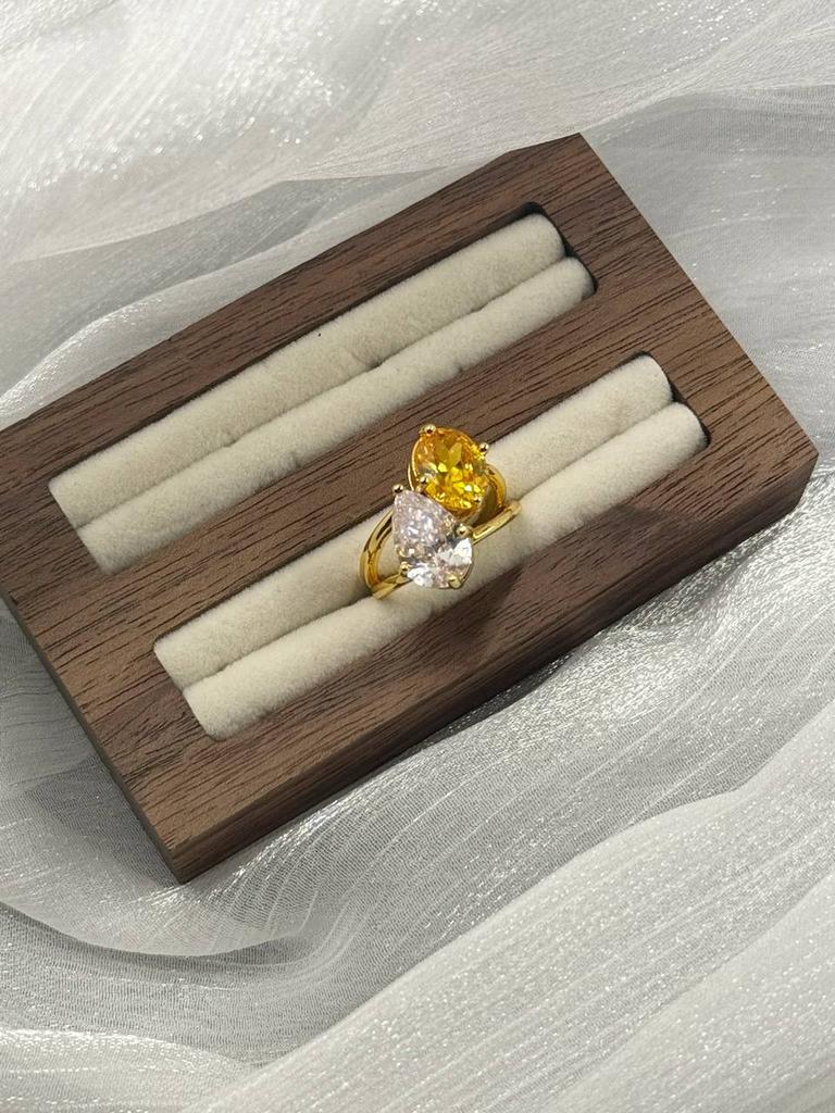 Кольцо «2 кристалла», регулируемое