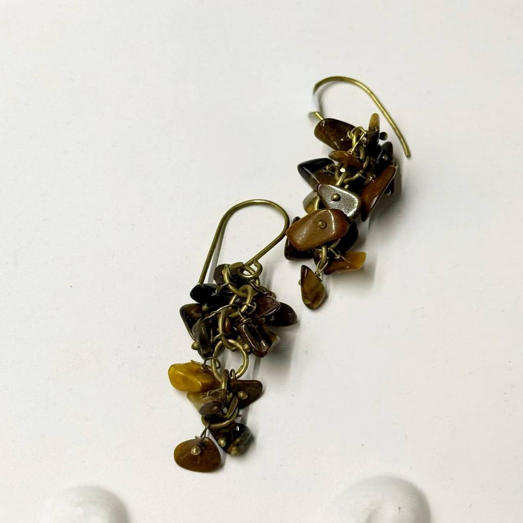 Винтажные серьги из тигрового глаза