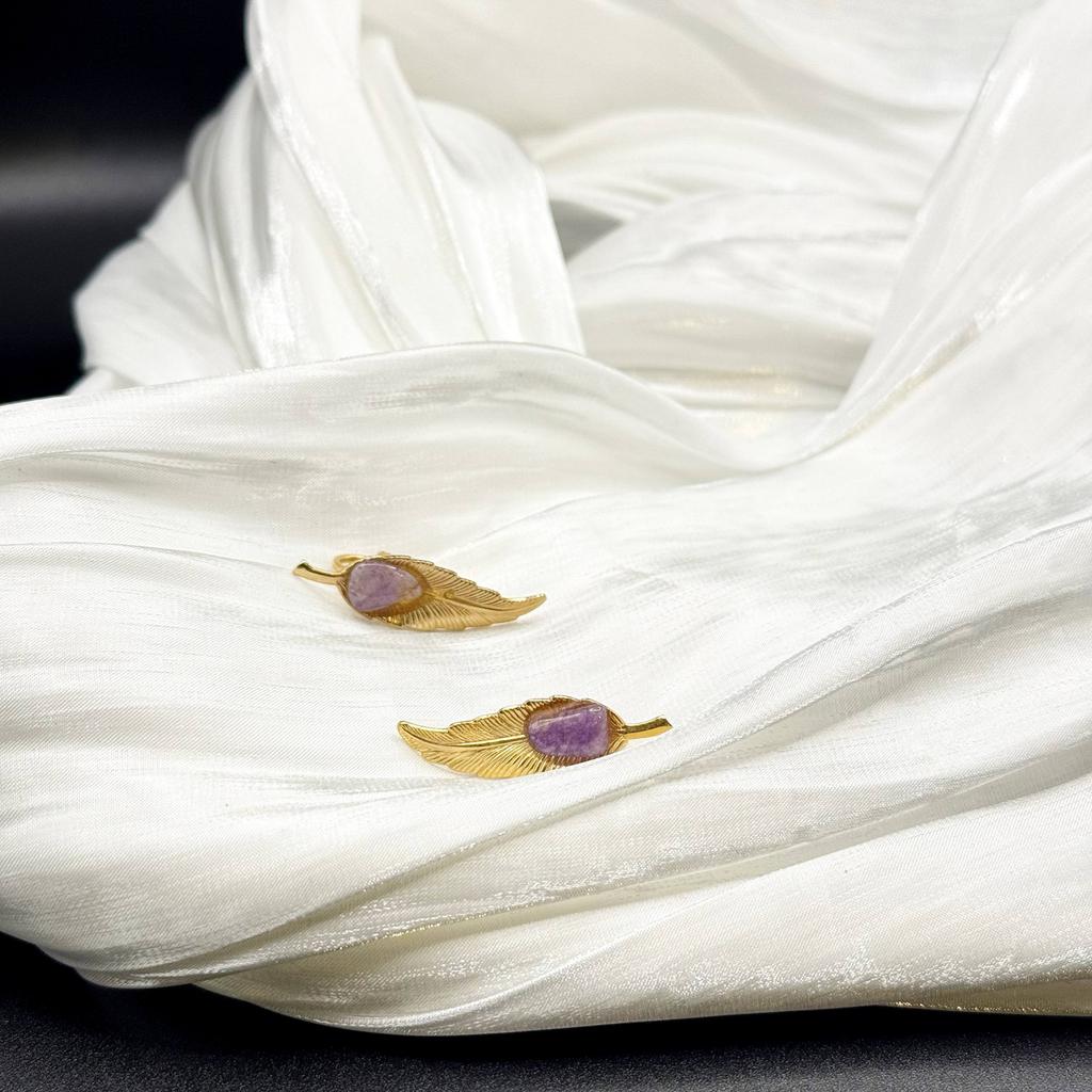 Винтажные клипсы "Фиалет", США, 70е с аметистом