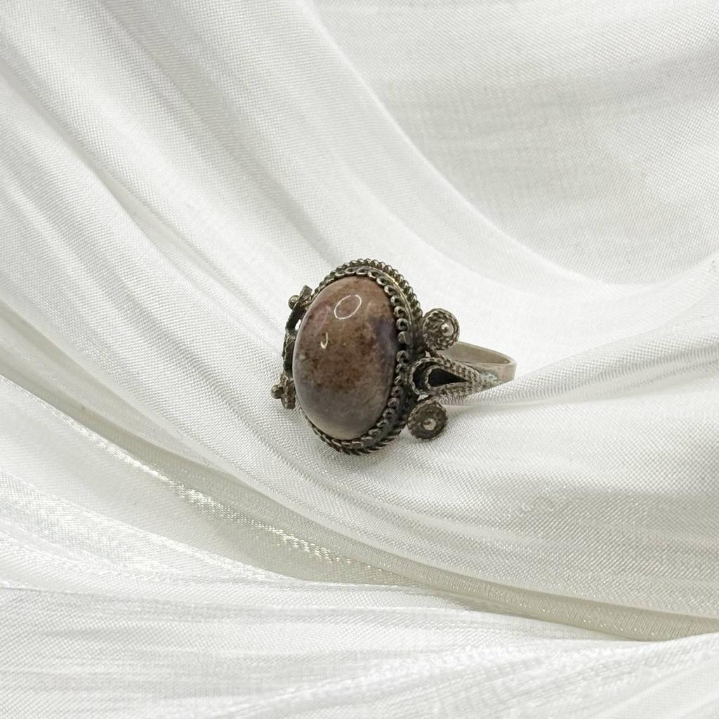 Винтажное кольцо со вставкой из яшмы «Эхо планеты», 80е, 16,5 размер