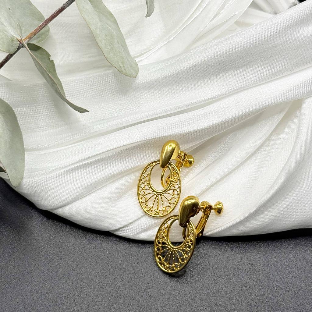 Винтажные клипсы «Золотой орнамент», Napier, 80-90е