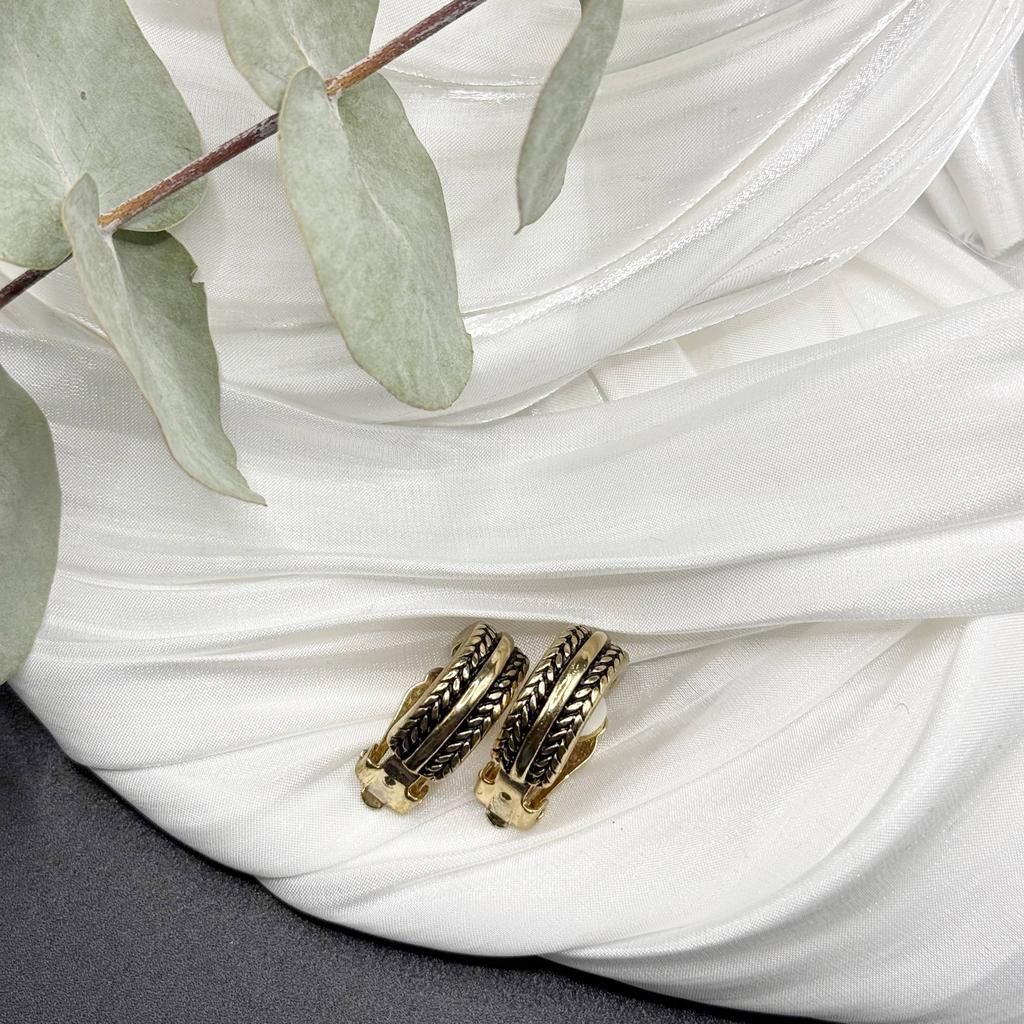 Винтажные клипсы «Платиновая сдержанность», 80-90е