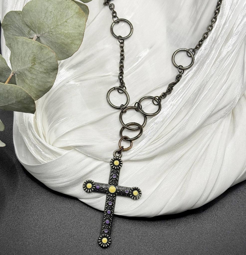 Винтажное колье «Полуночный крест» 80-90е