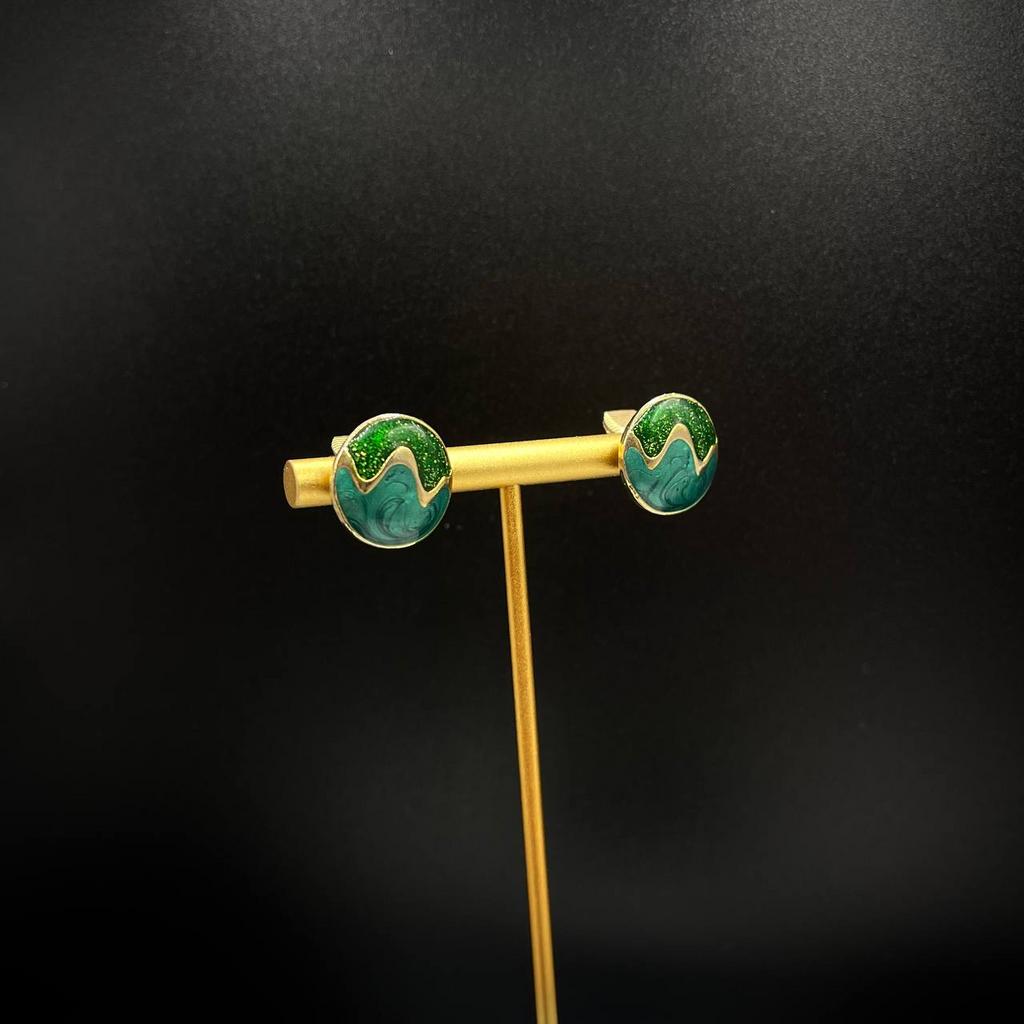 Винтажные клипсы «Зелёная россыпь звёзд», США, 90е