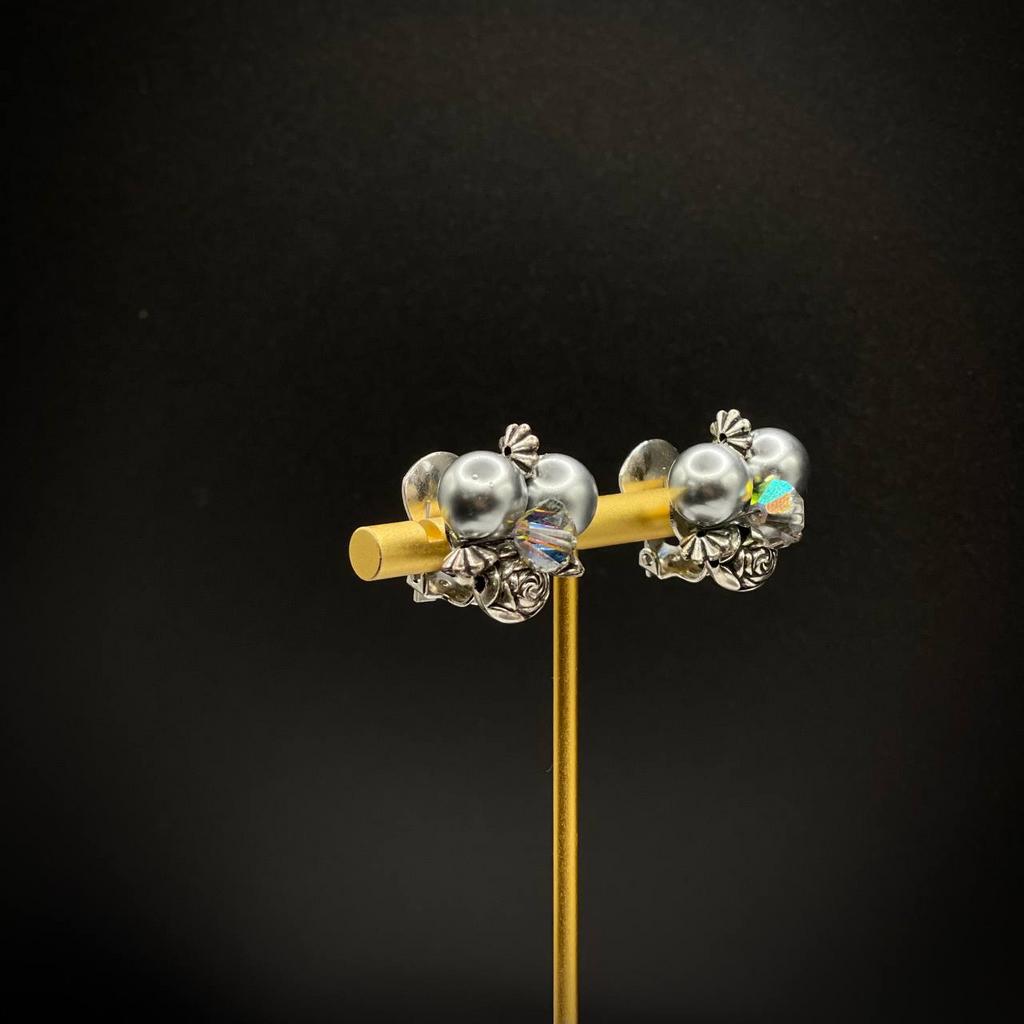 Винтажные клипсы «Дымчатая роза», США, 90е