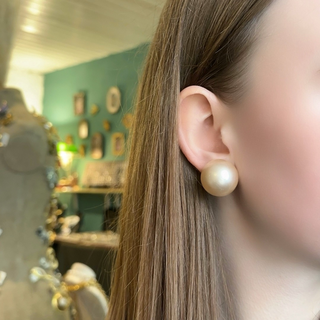 Винтажные клипсы «Pearl in champagne», Hong Kong, 80-90е