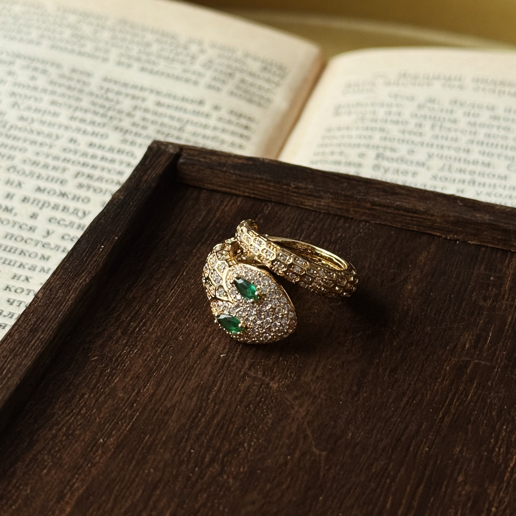 Кольцо “Golden serpent”, 16 размер, в золотом цвете