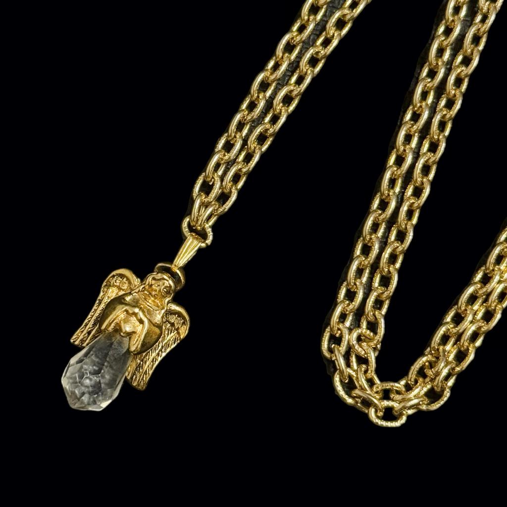 Винтажная подвеска "Ангел на удачу с кристаллом" США 70е