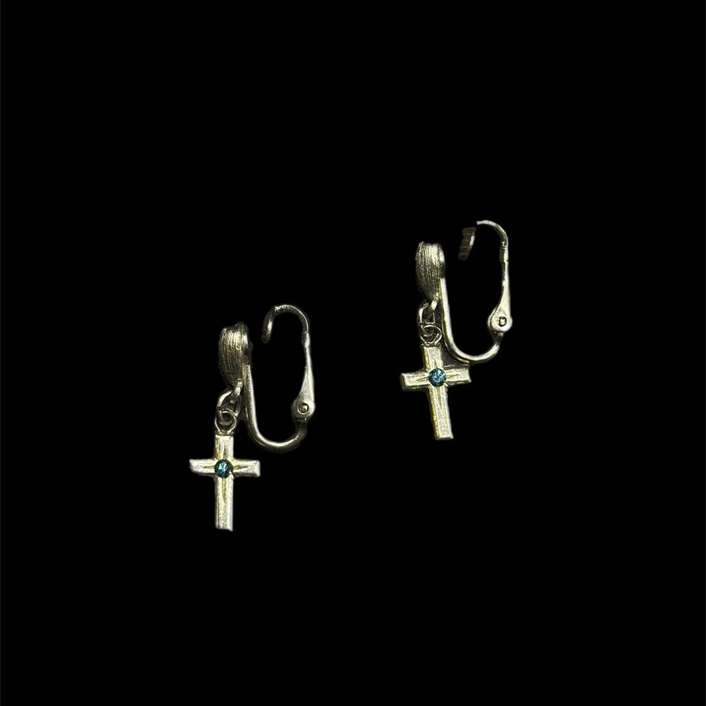 Винтажные клипсы "Кресты с камешком" 90е
