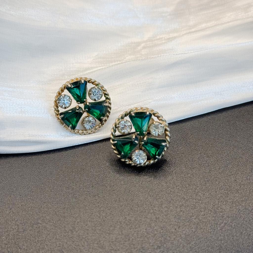 Винтажные клипсы "Shades of green", США, 80-90е