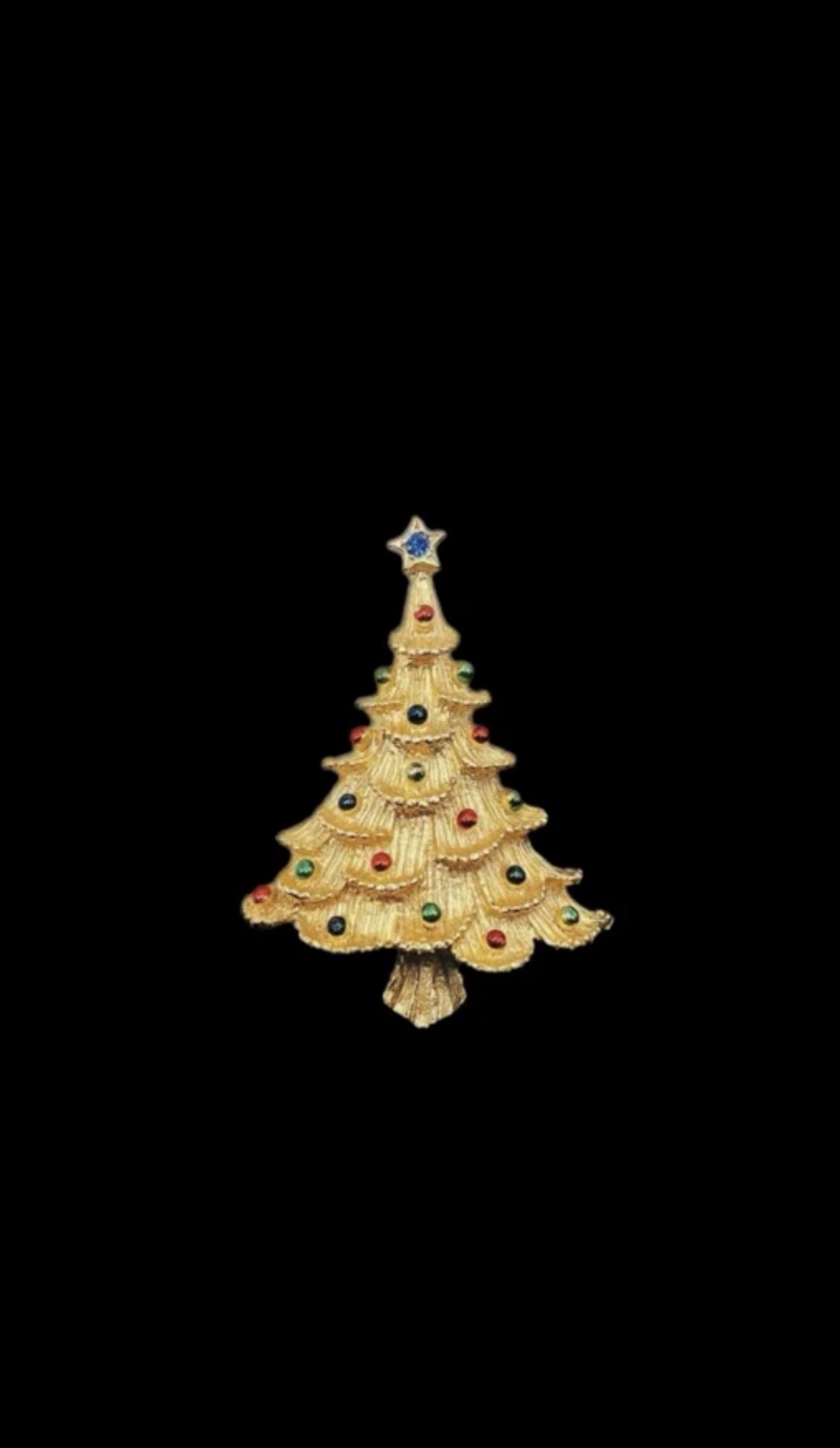 Винтажная брошь "Елка из шкатулки", США, 80е