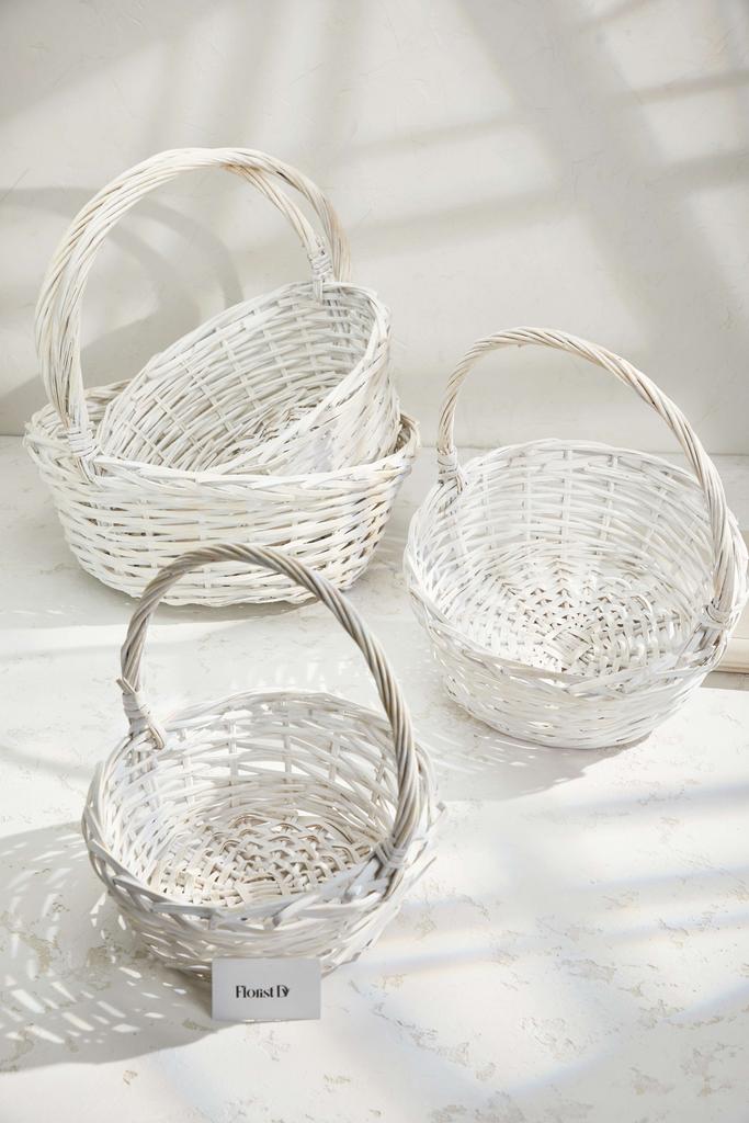 Набор круглых корзин (4 шт.) - ГИГАНТ - Пыльно-белые