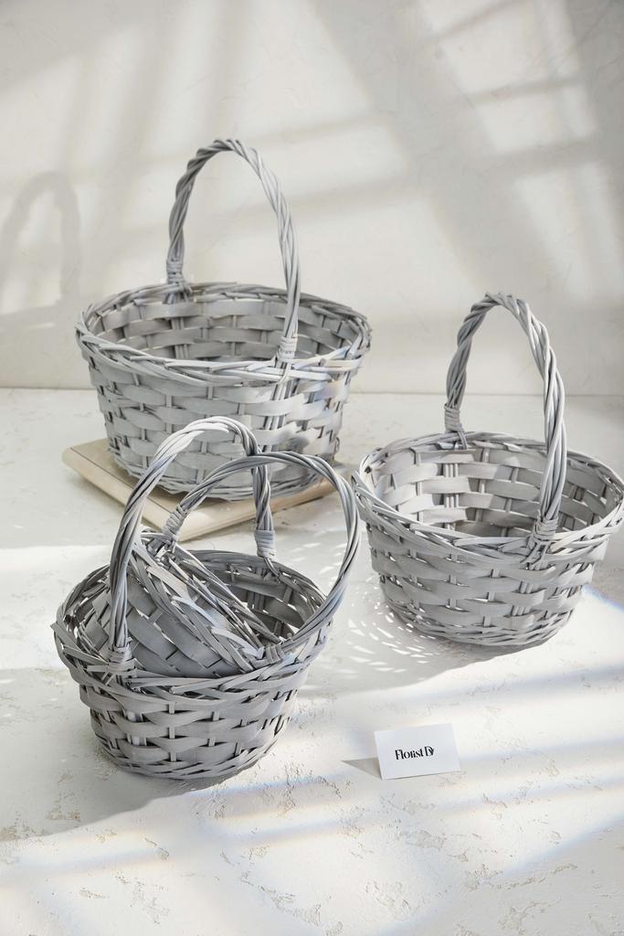 Набор круглых корзин (4шт.) - Большие - Серые
