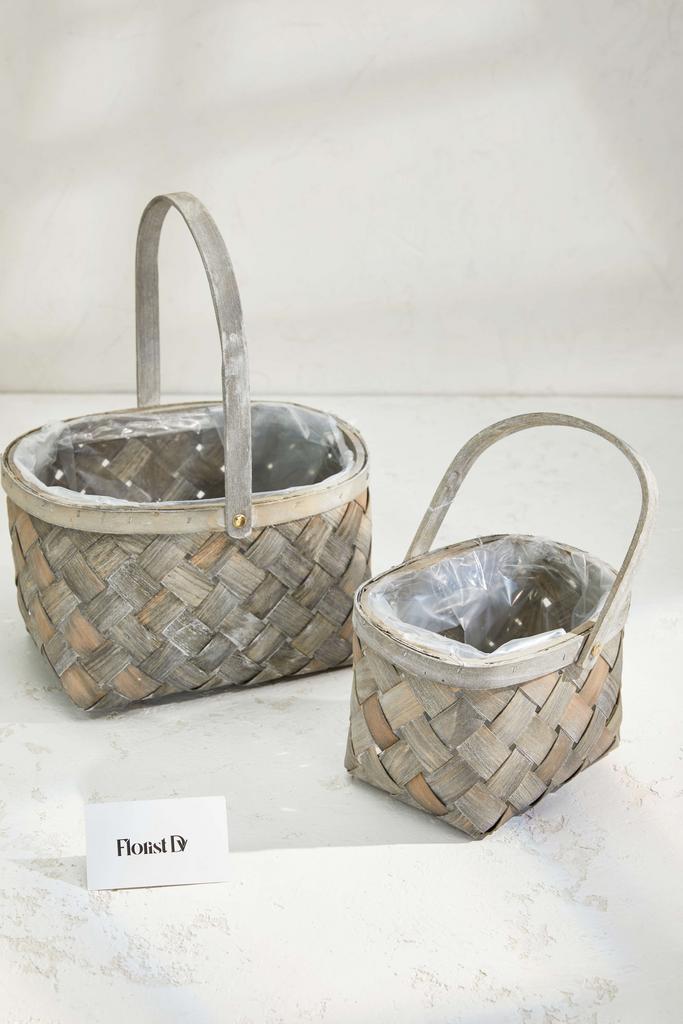 Набор овальных корзин сумочек (2шт.) - Маленькие - Серые