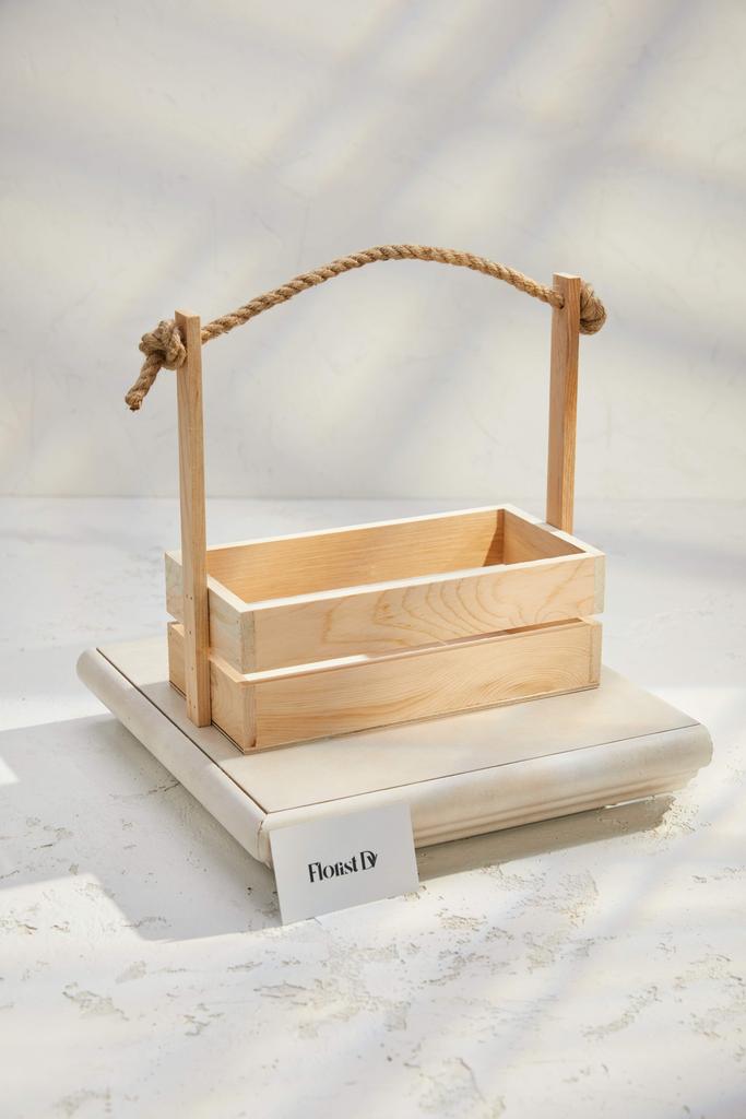 Ящик деревянный с канатной ручкой - Натуральный кедр