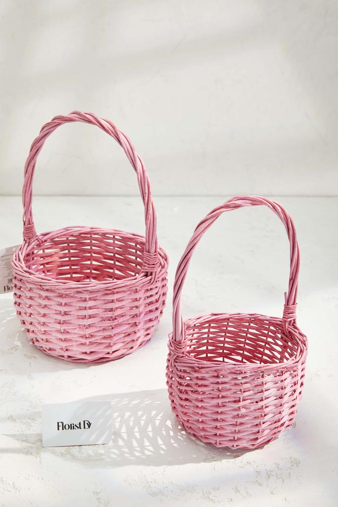 Набор круглых корзин (2шт.) - Розовые