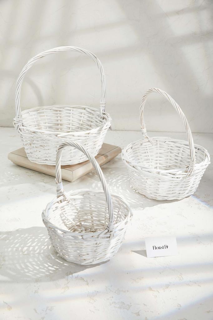 Набор круглых корзин (3шт.) - Выбеленные