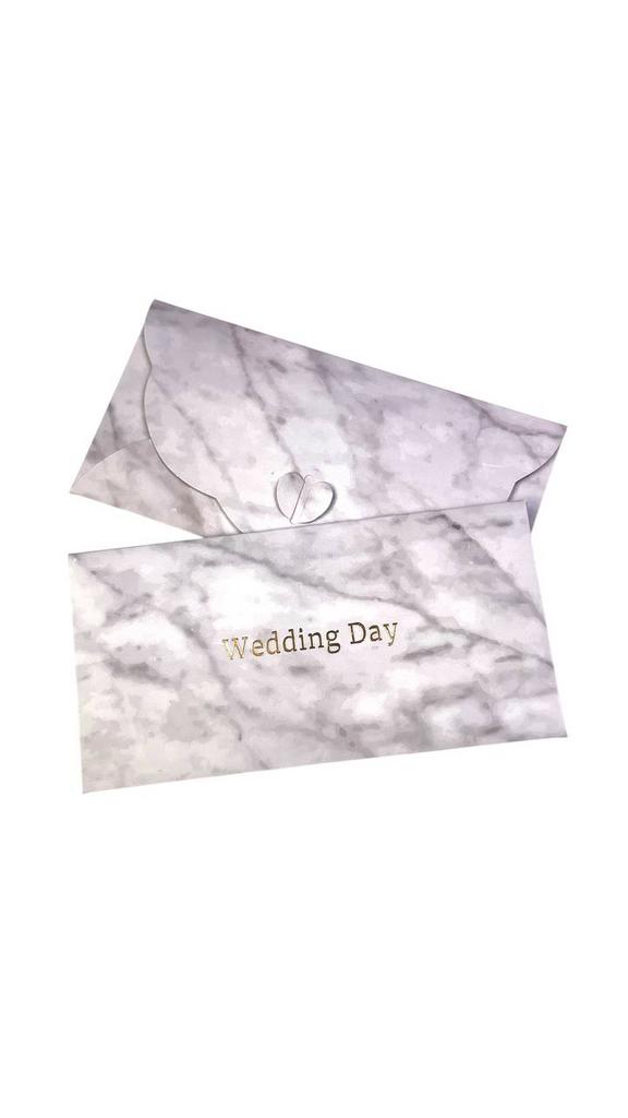Конверт денежный с застёжкой - Белый мрамор "Wedding Day"